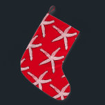 Meia De Natal Pequena Starfish Pattern Beach Red White Christmas 2020<br><div class="desc">Projetado com padrões de estrelas-do-mar em fundo vermelho colorido. Você pode mudar a cor de fundo como quiser.</div>