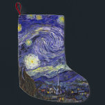 Meia De Natal Pequena Starry Night por Vincent van Gogh<br><div class="desc">Starry Night, de Vincent van Gogh, é uma pintura de paisagem urbana de paisagens de apos impressionismo de arte com vista para o Santo Remy, França do asilo de van Gogh. O céu noturno está balançando com nuvens com uma lua crescente brilhante e estrelas brilhantes sobre a pequena vila. Starry...</div>