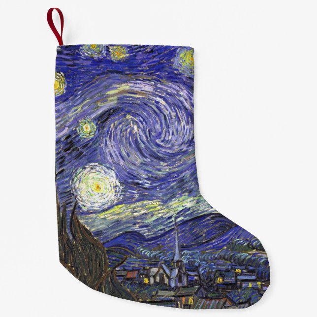 Meia De Natal Pequena Starry Night por Vincent van Gogh (Frente)