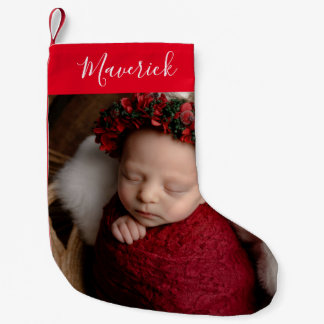 Meia De Natal Pequena Stocks de Natal de Foto e Nome Personalizados