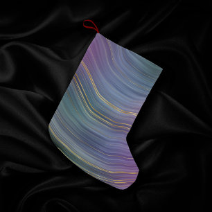 Meia De Natal Pequena Strata legal Belo Púrpura Azul e Agate Dourado