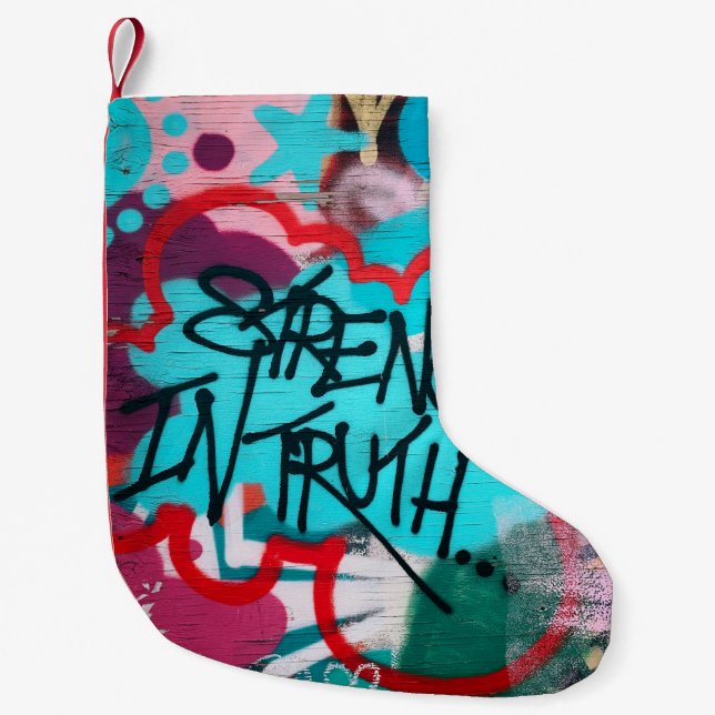 Meia De Natal Pequena Strength In Truth graffiti (Frente)