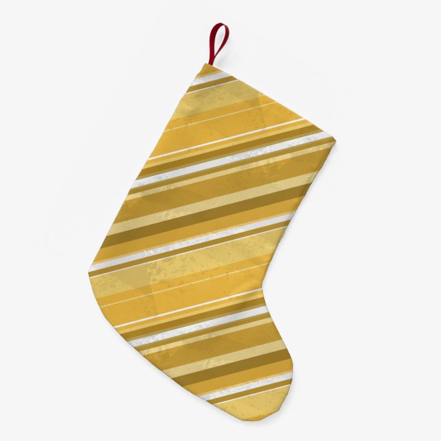 Meia De Natal Pequena Stripes Amarelo (Frente (Pendurada))