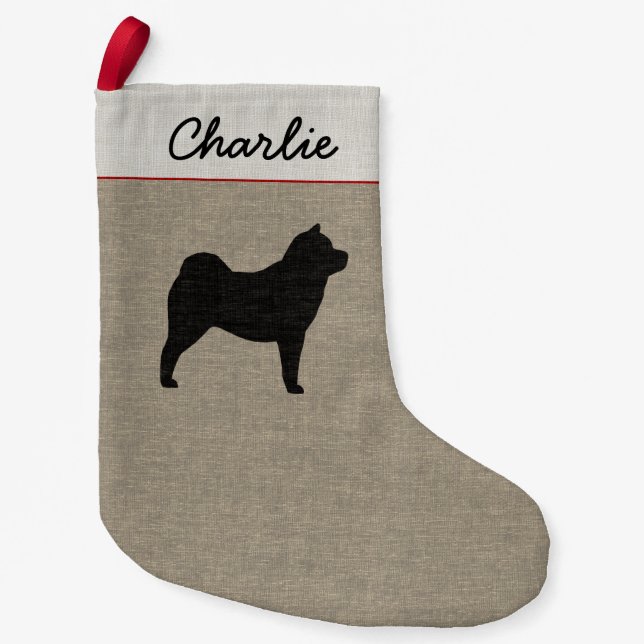 Meia De Natal Pequena Suave Cão-Vaca Silhueta Personalizado Xmas (Frente)