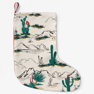 Meia De Natal Pequena Suculentes De Cactus: Vintage Desert Floral.