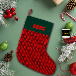 Meia De Natal Pequena Suéter de Tricô Falso com Nome Personalizado