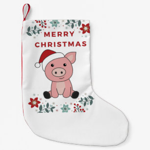 Meia De Natal Pequena Suínos de Feliz Natal