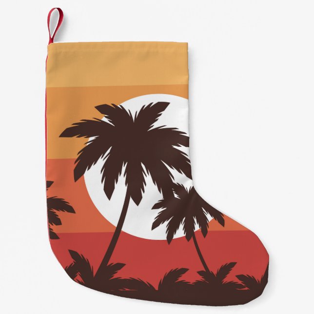Meia De Natal Pequena Sunset Tropical Palm Beach (Frente)