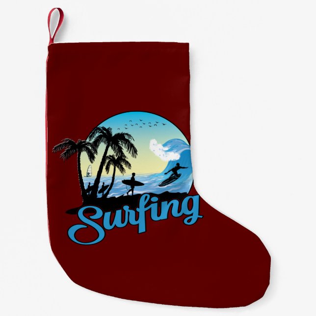Meia De Natal Pequena surfing Sea Beach (Frente)