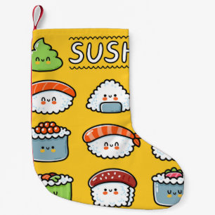 Meia De Natal Pequena Sushi maki rola desenhos animados e engraçados