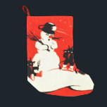 Meia De Natal Pequena Switch Krampus Snowman Snowball<br><div class="desc">Vintage Krampus impressão de Natal</div>