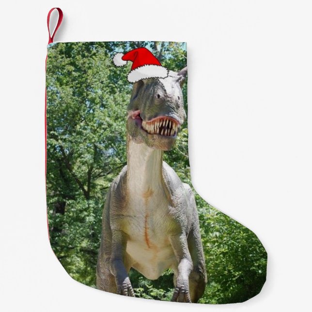 Meia De Natal Pequena T-Rex Natal (Frente)