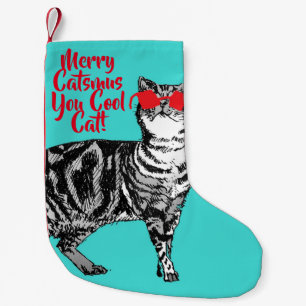 Meia De Natal Pequena Tabby Cat Feliz Catsmus Legal Natal Stocks