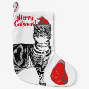 Meia De Natal Pequena Tabby Cat Feliz Catsmus Natal Stocks