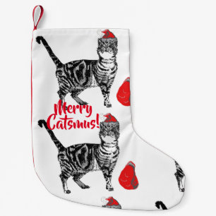 Meia De Natal Pequena Tabby Cat Feliz Catsmus Natal Stocks