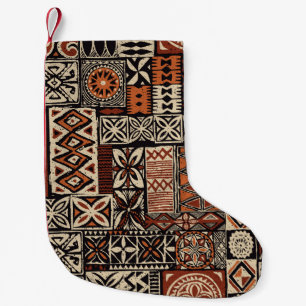 Meia De Natal Pequena Tapa Havaiana: Patchwork Tribal