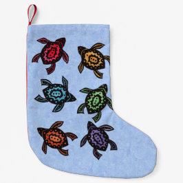 Meia De Natal Pequena Tartarugas Abstrato de natação coloridas