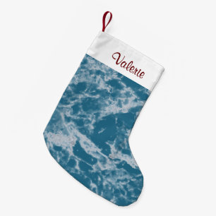 Meia De Natal Pequena Teal Marble