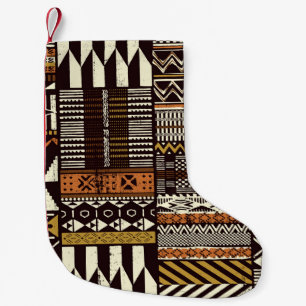 Meia De Natal Pequena Tecido africano tribal, colheita abstrato.