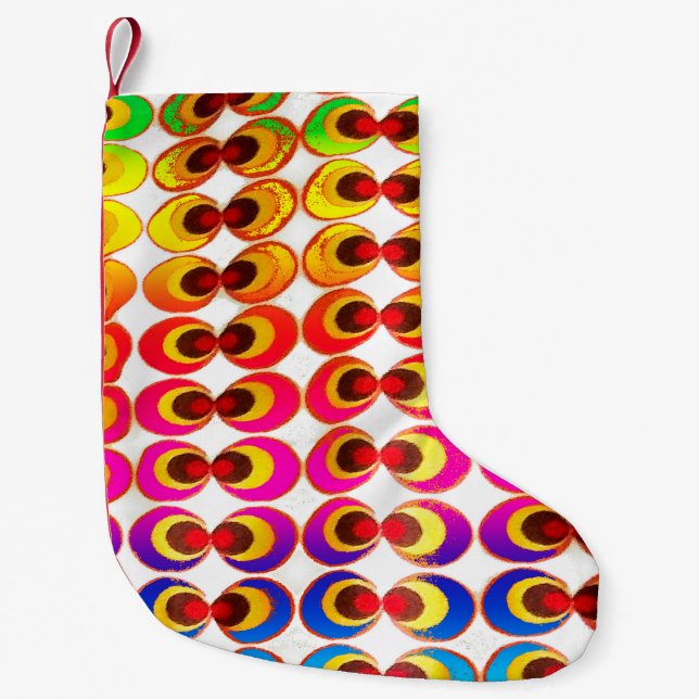 Meia De Natal Pequena Tecido psicodélico (Frente)