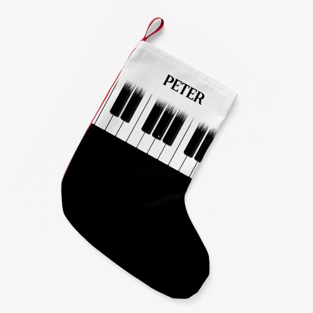 Meia De Natal Pequena Teclado Piano Player Pianista (Frente (Pendurada))