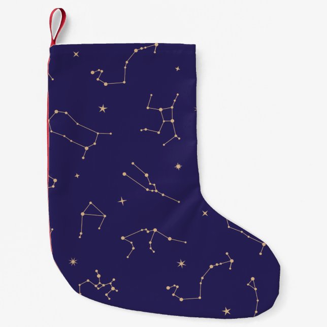 Meia De Natal Pequena Tema Celestial Dourado de Star Solareclipe (Frente)