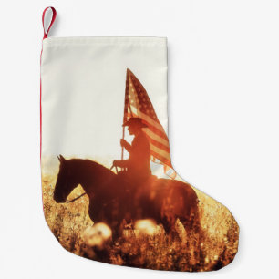Meia De Natal Pequena Tema da bandeira do Cowboy Portrait USA.