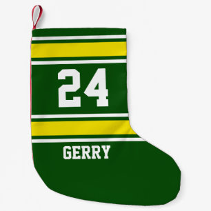 Meia De Natal Pequena Tema desportivo verde e amarelo