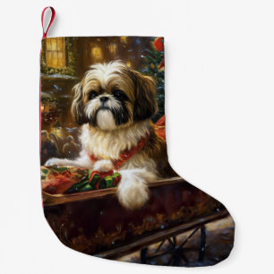 Meia De Natal Pequena Temporada Festiva de Natal do Shih Tzu