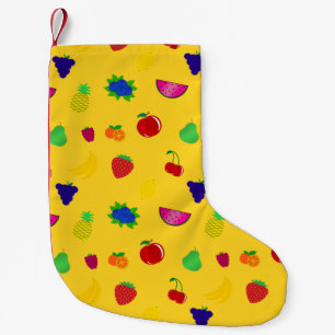 Meia De Natal Pequena Teste padrão amarelo bonito das frutas