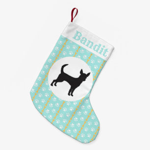 Meia De Natal Pequena Teste padrão personalizado da pata e do osso do