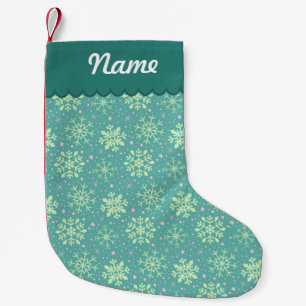 Meia De Natal Pequena Teste padrão personalizado do floco de neve da
