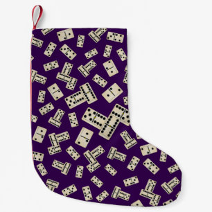 Meia De Natal Pequena Teste padrão roxo do dominó do divertimento
