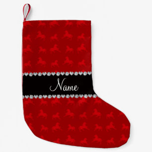 Meia De Natal Pequena Teste padrão vermelho conhecido personalizado do