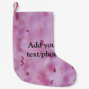 Meia De Natal Pequena texto abstrato pintado à mão em aquarela rosa adic
