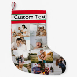 Meia De Natal Pequena Texto personalizado Colagem de Fotos da Família Pe