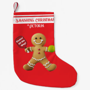 Meia De Natal Pequena Texto personalizado Pickleball Gingerpão Cheio