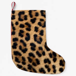 Meia De Natal Pequena Textura da pele do leopardo