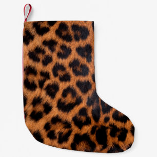 Meia De Natal Pequena Textura da pele do leopardo: Prato de mancha-leopa