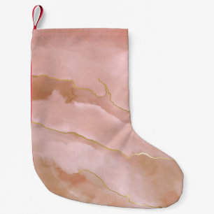 Meia De Natal Pequena Textura de mármore líquido rosa