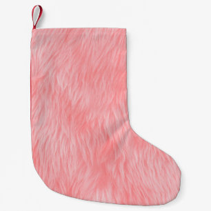 Meia De Natal Pequena Textura de pele de lã rosa macia