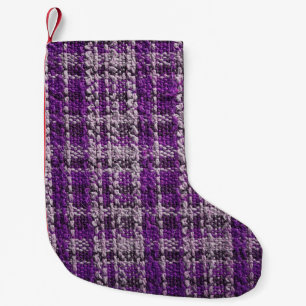 Meia De Natal Pequena Textura de tecido de tartã roxo útil como backgr