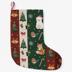 Meia De Natal Pequena textura de tecido e embalagem de Ano Novo, ursos,