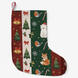 Meia De Natal Pequena textura de tecido e embalagens de Ano Novo, ursos,