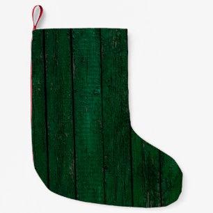 Meia De Natal Pequena Textura e madeiras pintadas de fundo, dor verde