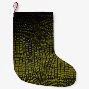 Meia De Natal Pequena Textura escura de crocodilo de luxo