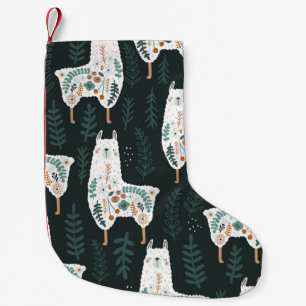 Meia De Natal Pequena Textura Fleoral de Llamas, Cute Vintage