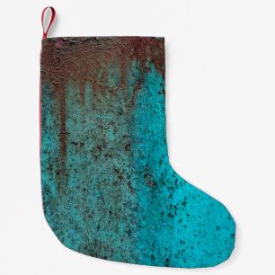 Meia De Natal Pequena Textura metálica com arranhões e fissuras, um