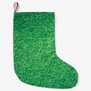 Meia De Natal Pequena Textura verde de grama de campo