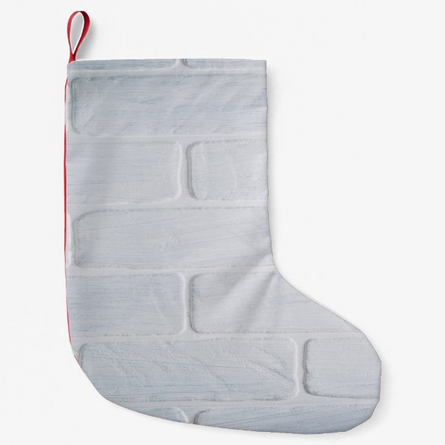 Meia De Natal Pequena Texture brick wall white paint (Frente)